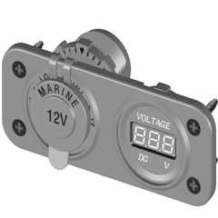 Prise de courant marine / bateau / auto Prise de courant 12V + prise de courant num&eacute;rique DC voltm&egrave;tre