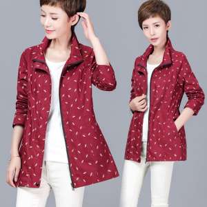 재킷 여성 2018 신제품 | 40-50 세 캐주얼 얇은 중년 인쇄 가을 코트의 크기를 늘리는 비료 추가