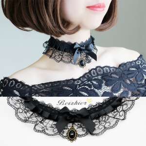 Summer Korean Necklace | Women | Harajuku Folded Lace Exaggerated Bowknot Collar Short Stuff Chain Chain Chain Chain
