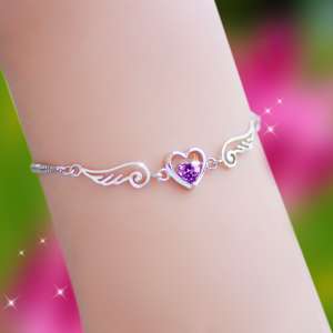 New heart-shaped crystal 925 silver bracelet ladies Japan and South Korea version of the simple assembly jewelry creative gifts