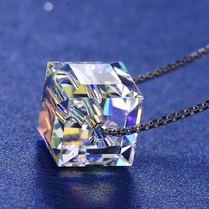 With Swarovski Elements Crystal Glare Sugar Necklace | 925 Silver Lockbone Chain | Simple Fashion Pendant