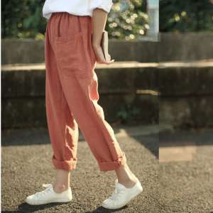 2017 new Mori text art retro cotton trousers female summer loose casual trousers linen pants student pants