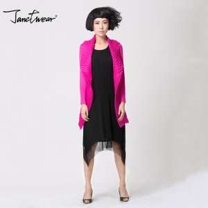 JANETWEAR - Miyake fold life big size women's sweater shirt solid color thin section classic windbreaker jacket
