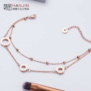 Bracelet Female Korean version of the simple personality wild little fresh European and American rose gold students double layer does not fade titanium steel bracelet