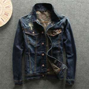 Cowboy jacket male cotton Korean version of the trend of spring and autumn youth jacket self-cultivation nostalgic shirt printing retro jacket
