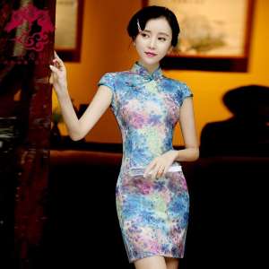 Cheongsam court complexe paragraphe Gulei Si 2017 &eacute;t&eacute; nouveau am&eacute;lior&eacute;e robe cheongsam mode quotidienne fille robe Slim