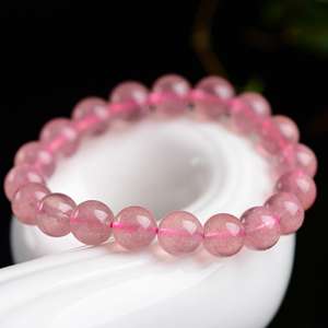 Heather bamboo Russia natural strawberry crystal bracelet powder crystal rose crystal powder crystal bracelet bracelet jewelry