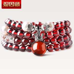 Genuine 6a burgundy garnet bracelet female necklace multi-turn 3 national wind crystal hand string jewelry