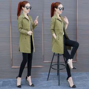 سترة واقية الإناث مقطع طويل النسخة الكورية من الربيع والخريف 2018 قميص جديد صغير واحد أوائل الخريف ارتداء قسم رقيقة سترة البرية المد