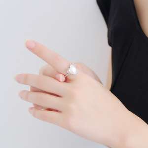 One hundred look fashion S925 silver flower pearl ring sweet clover open ring temperament wild female hand