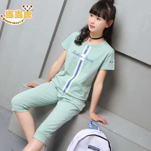 meninas crian&ccedil;as ver&atilde;o 2017 nova esportes para crian&ccedil;as terno coreano grande virgem de 12 anos de idade, duas pe&ccedil;as 13 Ver&atilde;o 15