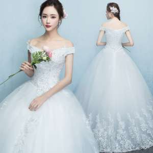 Wedding dress 2017 new word shoulder bride wedding big size was thin princess dream Qi Qi wedding dress