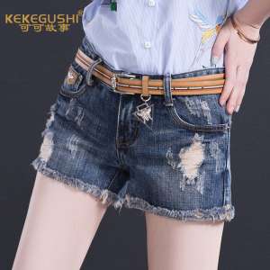 Cocoa story denim shorts 2017 summer new Korean version of the Slim washed washed thin coat side of the hot pants