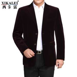 Men's cashmere business casual suit middle-aged men's corduroy suit dad loaded with autumn jacket loose single