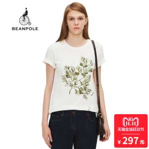 BEANPOLE Riverside | summer ladies casual short-sleeved plant printing short sleeve T-shirt BF6742U05