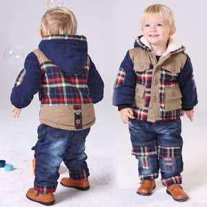 Men's clothing autumn clothes baby cotton jacket sets winter thickening baby cotton children's clothing winter 1-2-3-4-5 years old
