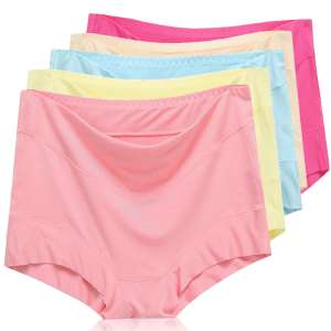 5 large size ladies modal cotton underwear no trace of abdomen fat mm flat angle comfortable high waist solid color