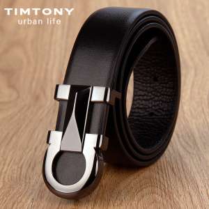 Belt male youth Leather smooth buckle Korean version waist belt leather men's trousers belt casual male authentic