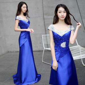 Evening dress 2017 new banquet fashion elegant dress skirt host annual performance show thin dress female long summer