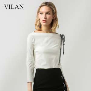 vilan / Hui Lan 2017 counter genuine autumn new Slim long-sleeved collar TOP shirt shirt women