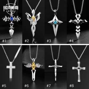 925 sterling silver cross necklace male personality hipster jesus pendant retro Japanese and Korean students domineering trend