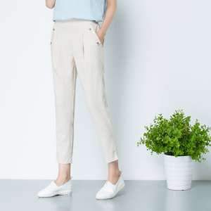 Summer thin section of cotton and linen jeans pants nine minutes loose loose code waist eight points was thin feet leisure pants