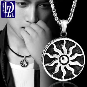 Japan and South Korea version of the necklace male tide sun god pendant personalized simple titanium engraved engraved long retro ornaments