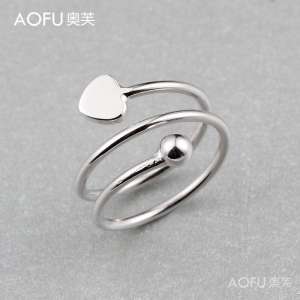 Ao Fu love ball 925 silver ring female Korean version of the opening silver girl girlfriend single ring small ring ring birthday gift
