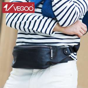 VEGOO / charm of the men's fashion chest bag Korean casual bag | leather pockets men's tide mobile phone bag small bag