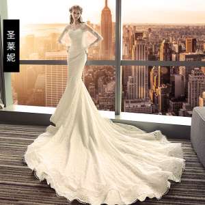 Fish wedding dress 2017 new | European and American bride married princess dream big tail tailor luxury big