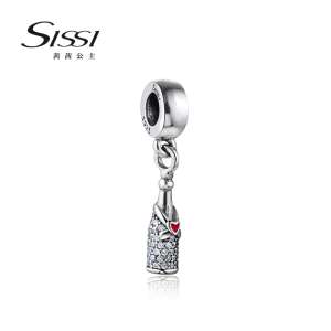SISSI Princess Qian Qian 925 silver necklace female novelty creative diamond red love heart pendant bracelet string ornaments