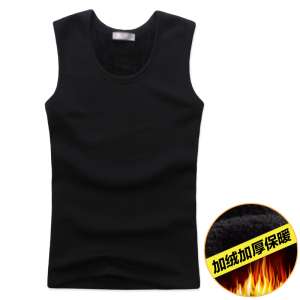 Plus velvet vest men's cotton youth t-shirt waistcoat thickened thick warm vest autumn and winter round necklaces