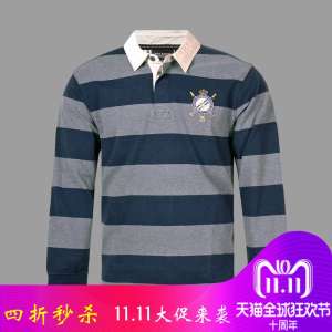 St. Paul's counter men's autumn section woven fabric collar striped long-sleeved T-shirt Polo shirt PW13KT110