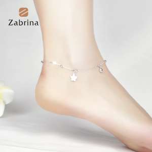 Zabrina925 silver anklet female Korean version of the simple personality wild students summer foot ornaments decorated lettering birthday gift