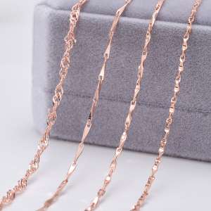 925 silver chain daughter color silver color gold necklace 18K rose gold long sweater chain bold version does not fade