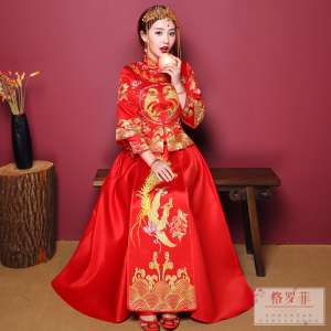 Chinese wedding dress show Wo service bride dress wedding dress ancient wedding toast service embroidered clothes 2017 new summer