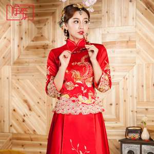 Show the bride dress wedding dress 2017 new summer wedding Chinese self-cultivation was thin dragon Feng jacket retro show clothes
