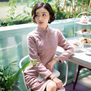 Cheongsam Winter weibliche lang&auml;rmelige | Chinesische Art (Puppe Kinder) verbesserte cheongsam Herbst 2017 neue Frauen | w&uuml;rdevolle Atmosph&auml;re