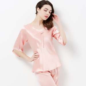 Qualcuno new silk pajamas | female summer 100% silk long sleeves silk pajamas suit home service
