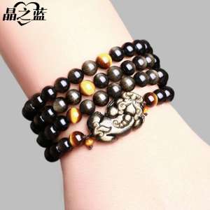 Crystal blue obsidian bracelet bracelet | men and women | Jin Yao stone Buddha beads tiger eye stone string | natural crystal jewelry