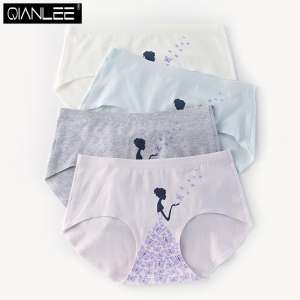 4 cotton-free women's underwear summer thin section in the waist bag hip briefs cotton crotch breathable cotton fabric