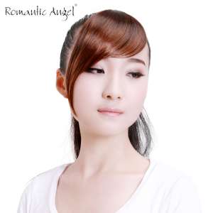 Larga oblicua Liu Hai pieza peluca falsa | oblicua Liu Hai | pieza cara de la reparaci&oacute;n invisible sin fisuras | personalidad dama adornos tocado